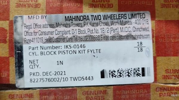 Cylinder Black Piston Kit Flyte,rodeo,duro,duro Dz Cylinder Kit Mahindra Genuine - Image 3