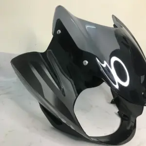 Headlight Visor For Bajaj Discover 135 Cc Digital Meter - Black With Grey Sticker Sai 533