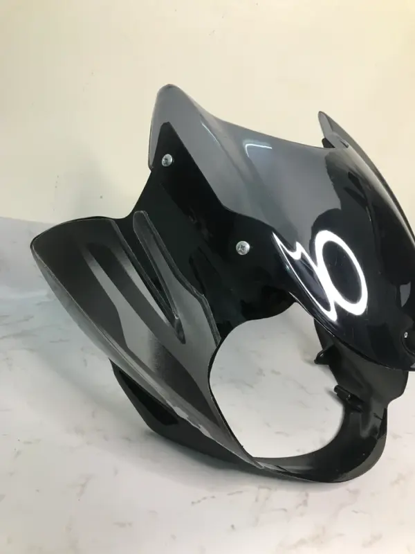 Headlight Visor For Bajaj Discover 135 Cc Digital Meter - Black With Grey Sticker Sai 533