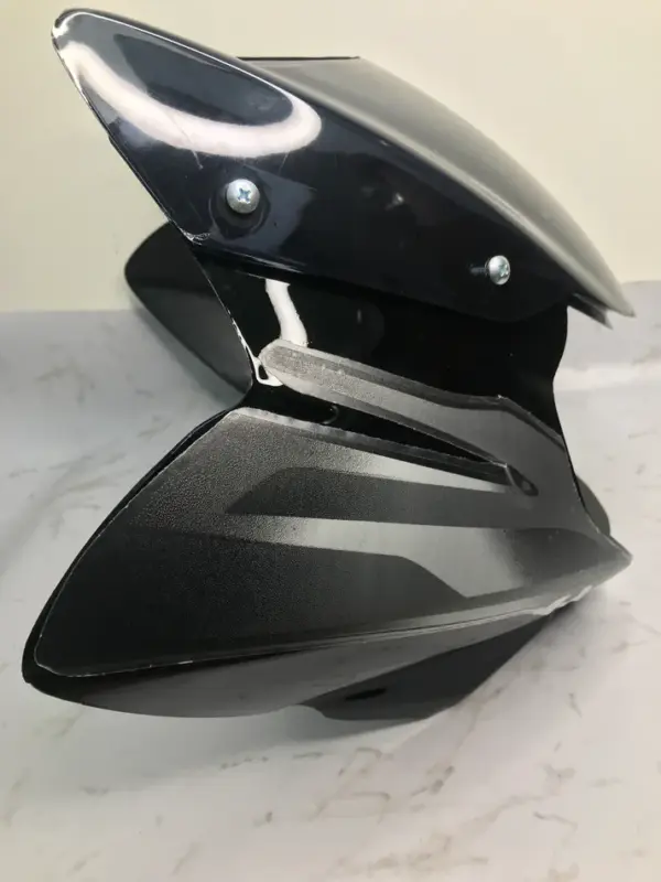 Headlight Visor For Bajaj Discover 135 Cc Digital Meter - Black With Grey Sticker Sai 533 - Image 2
