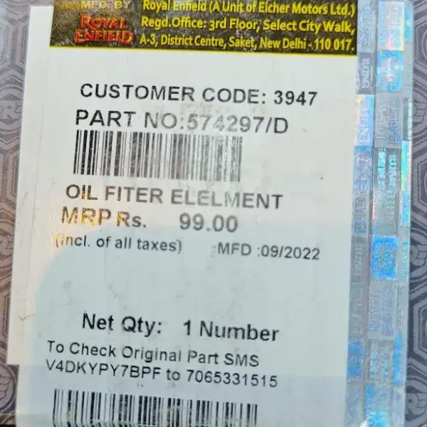 Oil Filter Element Royal Enfield Royal Enfield - Image 2