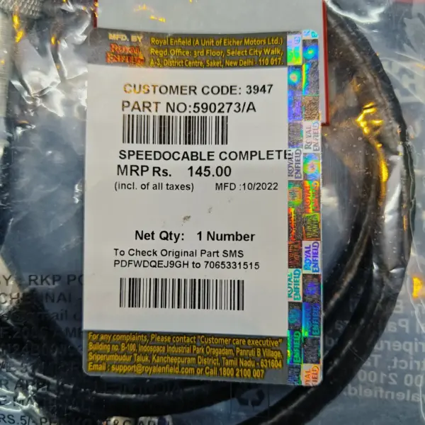 Speedicable Complete Bs3&4/590273/a  Speedo Cable Classic 350 Bs3 Bs4 Royal Enfield - Image 2