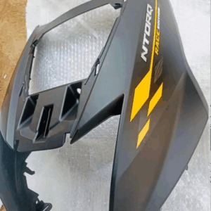 Front Panel Matt Black With Yellow Tapeset For Tvs Ntorq 125 Racing Edition