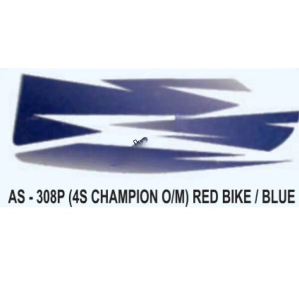 Graphics Sticker Set For Bajaj 4s Champion | Old Model | Red Vehicle | Blue Sticker | Both Sides