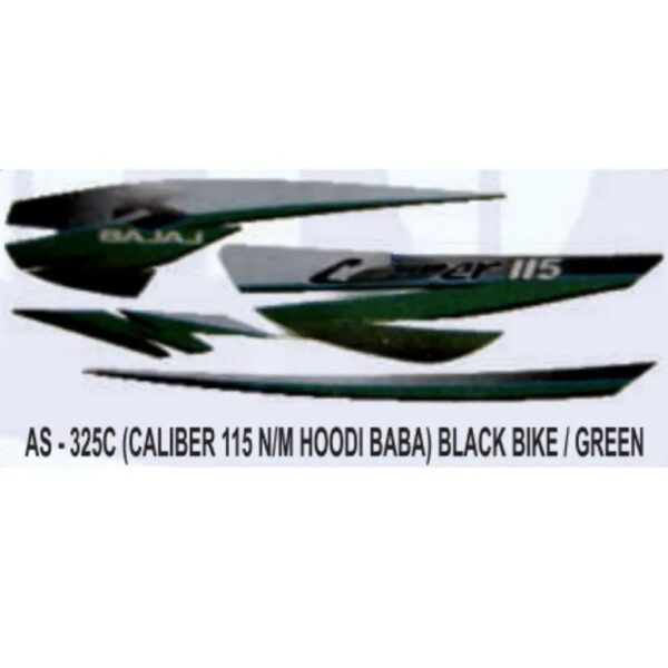 Graphics Sticker Set For Bajaj Caliber 115 | New Model | Hoodi Baba | Black Vehicle | Green Sticker | Both Sides