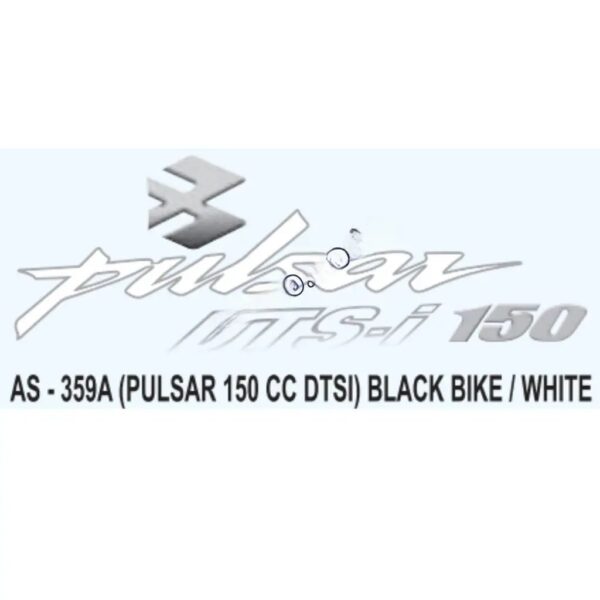 Graphics Sticker Set For Bajaj Pulsar 150cc Dtsi | Analog Meter | Black Vehicle | White Sticker | Both Sides