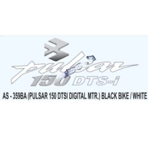 Graphics Sticker Set For Bajaj Pulsar 150cc Dtsi | Digital Meter | Black Vehicle | White Sticker | Both Sides
