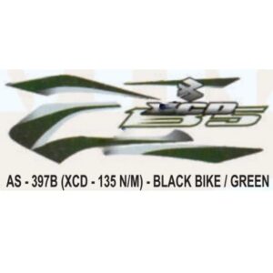 Graphics Sticker Set For Bajaj Xcd 135 | New Model | Black Vehicle | Green Sticker | Both Sides