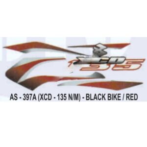 Graphics Sticker Set For Bajaj Xcd 135 | New Model | Black Vehicle | Red Sticker | Both Sides