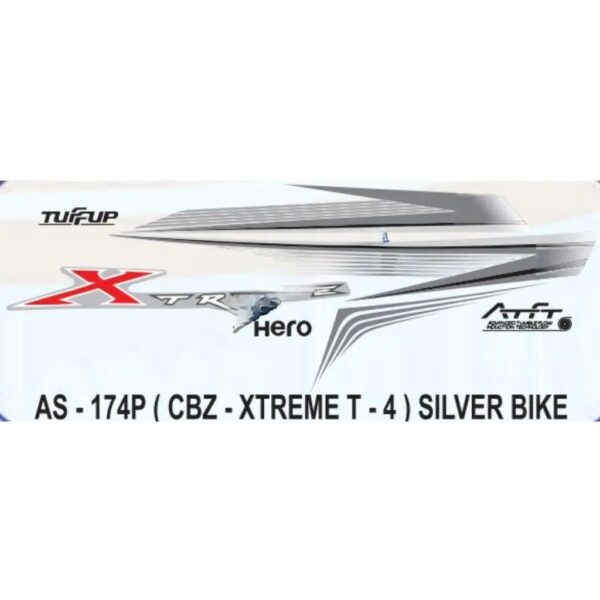 Graphics Sticker Set For Hero Cbz Xtreme | Type 4 | Silver Vehicle | Both Sides