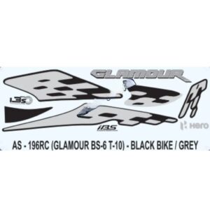 Graphics Sticker Set For Hero Glamour I3s Bs6 | Type 10 | Black Vehicle | Grey Sticker | Both Sides