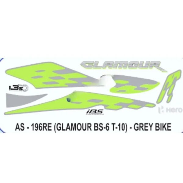 Graphics Sticker Set For Hero Glamour I3s Bs6 | Type 10 | Grey Vehicle | Green Sticker | Both Sides
