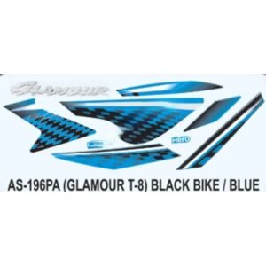 Graphics Sticker Set For Hero Glamour I3s | Type 8 | Black Vehicle | Blue Sticker | Both Sides
