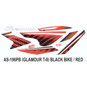 Graphics Sticker Set For Hero Glamour I3s | Type 8 | Black Vehicle | Red Sticker | Both Sides