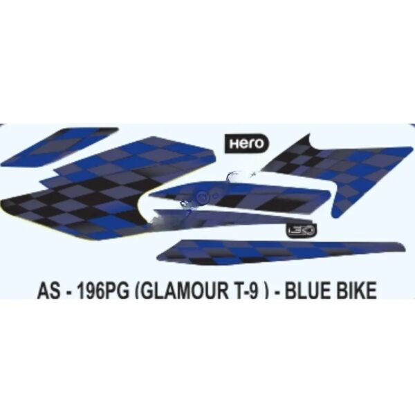 Graphics Sticker Set For Hero Glamour I3s | Type 9 | Blue Vehicle | Both Sides