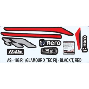 Graphics Sticker Set For Hero Glamour I3s | Xtec Fi | Black & Red Sticker | Both Sides