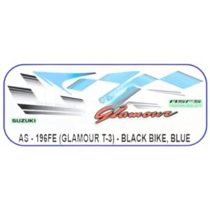 Graphics Sticker Set For Hero Glamour | Type 3 | Asfs | Black Vehicle | Blue Sticker | Both Sides