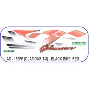Graphics Sticker Set For Hero Glamour | Type 3 | Asfs | Black Vehicle | Red Sticker | Both Sides