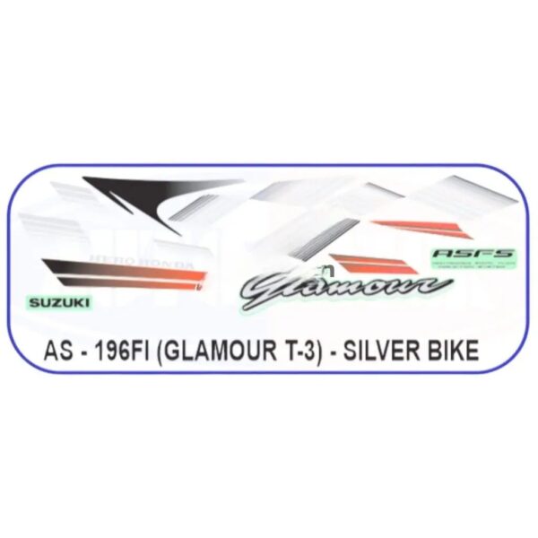 Graphics Sticker Set For Hero Glamour | Type 3 | Asfs | Slver Vehicle | Both Sides
