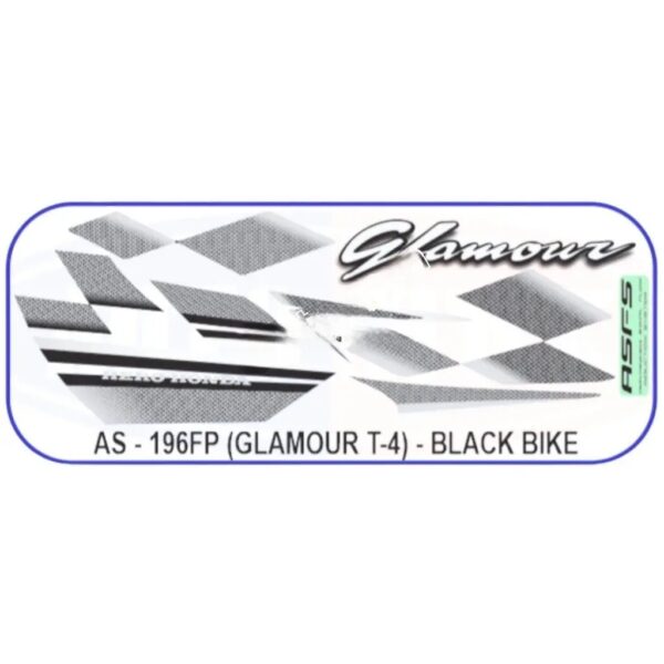 Graphics Sticker Set For Hero Glamour | Type 4 | Asfs | Black Vehicle | Both Sides