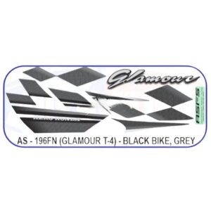 Graphics Sticker Set For Hero Glamour | Type 4 | Asfs | Black Vehicle | Grey Sticker | Both Sides