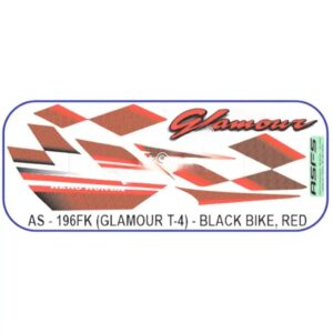 Graphics Sticker Set For Hero Glamour | Type 4 | Asfs | Black Vehicle | Red Sticker | Both Sides