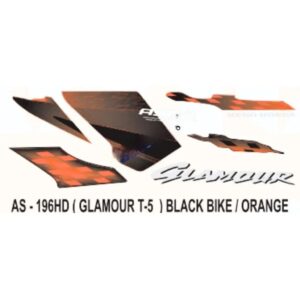 Graphics Sticker Set For Hero Glamour | Type 5 | Asfs | Black Vehicle | Orange Sticker | Both Sides