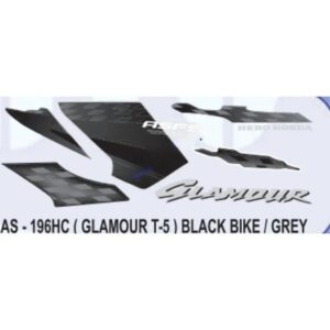 Graphics Sticker Set For Hero Glamour | Type 5 | Asfs | Black Vehicle | Grey Sticker | Both Sides