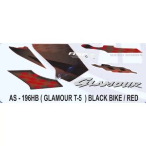 Graphics Sticker Set For Hero Glamour | Type 5 | Asfs | Black Vehicle | Red Sticker | Both Sides