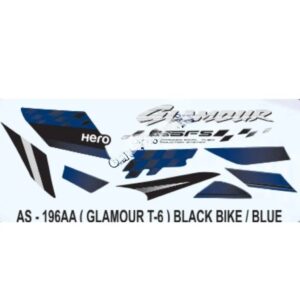 Graphics Sticker Set For Hero Glamour | Type 6 | Asfs | Black Vehicle | Blue Sticker | Both Sides