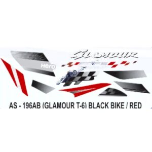 Graphics Sticker Set For Hero Glamour | Type 6 | Asfs | Black Vehicle | Red Sticker | Both Sides