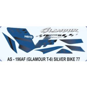 Graphics Sticker Set For Hero Glamour | Type 6 | Asfs | Silver Vehicle | Blue Sticker | Both Sides