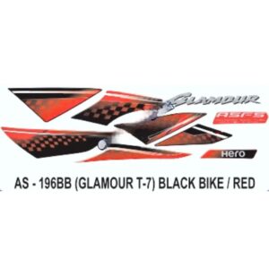Graphics Sticker Set For Hero Glamour | Type 7 | Asfs | Black Vehicle | Red Sticker | Both Sides