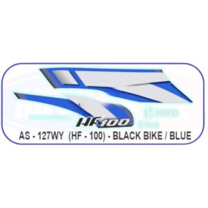 Graphics Sticker Set For Hero Hf 100 | Black Vehicle | Blue Sticker | Both Sides