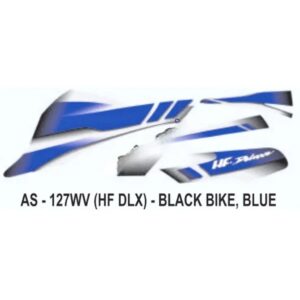 Graphics Sticker Set For Hero Hf Deluxe | Black Vehicle | Blue Sticker | Both Sides