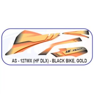 Graphics Sticker Set For Hero Hf Deluxe | Black Vehicle | Gold Sticker | Both Sides