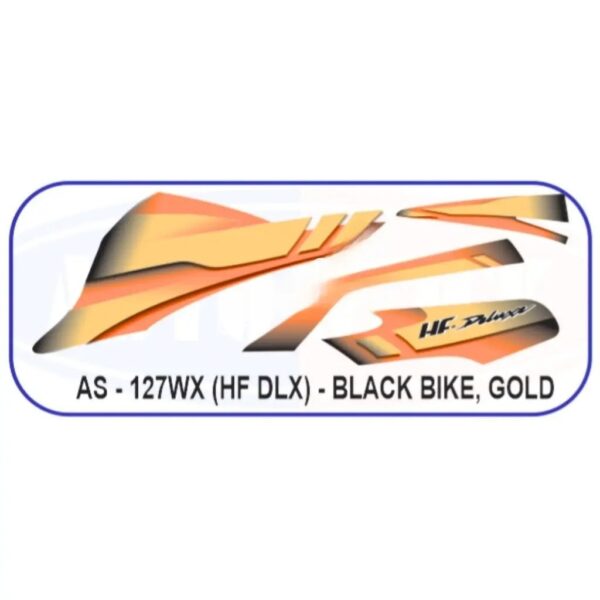 Graphics Sticker Set For Hero Hf Deluxe | Black Vehicle | Gold Sticker | Both Sides