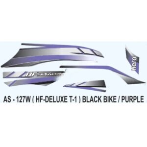 Graphics Sticker Set For Hero Hf Deluxe | Type 1 | Black Vehicle | Purple Sticker | Both Sides