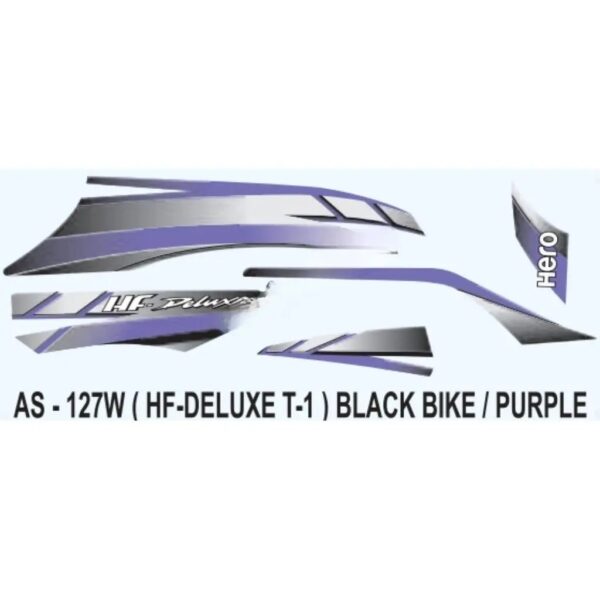 Graphics Sticker Set For Hero Hf Deluxe | Type 1 | Black Vehicle | Purple Sticker | Both Sides