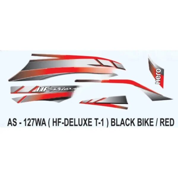 Graphics Sticker Set For Hero Hf Deluxe | Type 1 | Black Vehicle | Red Sticker | Both Sides
