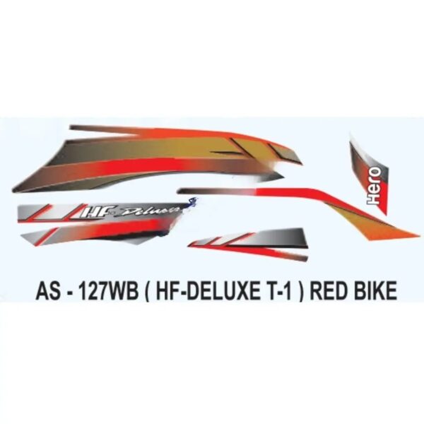 Graphics Sticker Set For Hero Hf Deluxe | Type 1 | Red Vehicle | Both Sides