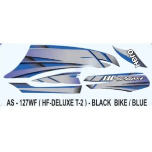 Graphics Sticker Set For Hero Hf Deluxe | Type 2 | Black Vehicle | Blue Sticker | Both Sides