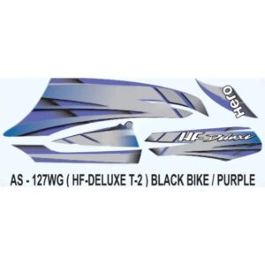 Graphics Sticker Set For Hero Hf Deluxe | Type 2 | Black Vehicle | Purple Sticker | Both Sides