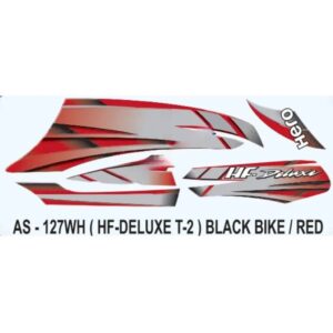 Graphics Sticker Set For Hero Hf Deluxe | Type 2 | Black Vehicle | Red Sticker | Both Sides