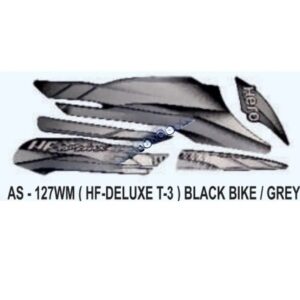 Graphics Sticker Set For Hero Hf Deluxe | Type 3 | Black Vehicle | Grey Sticker | Both Sides