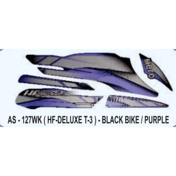 Graphics Sticker Set For Hero Hf Deluxe | Type 3 | Black Vehicle | Purple Sticker | Both Sides