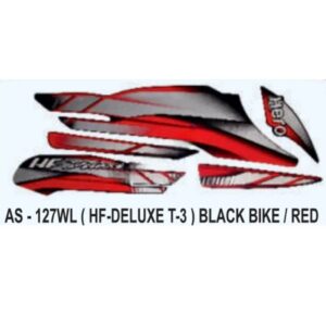 Graphics Sticker Set For Hero Hf Deluxe | Type 3 | Black Vehicle | Red Sticker | Both Sides