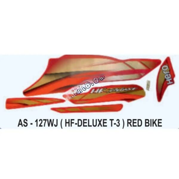 Graphics Sticker Set For Hero Hf Deluxe | Type 3 | Red Vehicle | Both Sides