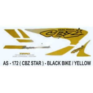 Graphics Sticker Set For Hero Honda Cbz Star | Black Vehicle | Yellow Sticker | Both Sides