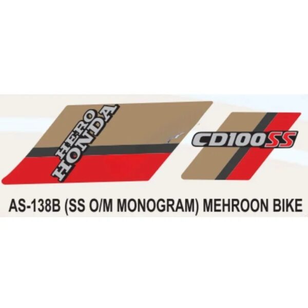 Graphics Sticker Set For Hero Honda Cd 100 Ss | Old Model | Monogram | Mehroon Vehicle | Both Sides